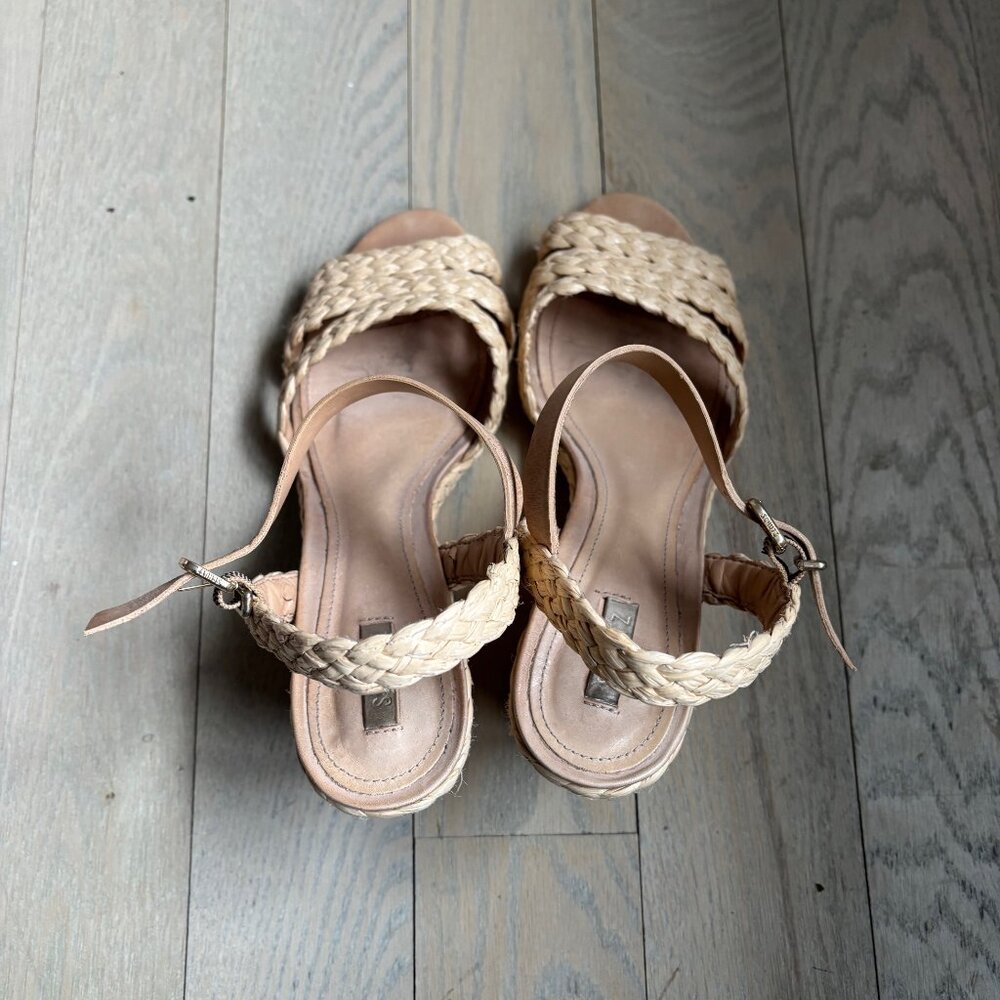 SCHUTZ Woven Raffia Wedges